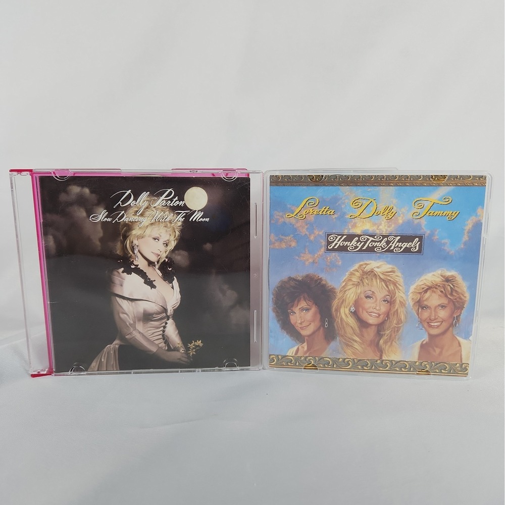 Lot of 2 Dolly Parton 1993 CDs Honky Tonk Angels & Slow Dancing With The Moon